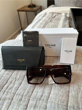 Celine Tortoiseshell Acetate Sunglasses with Brown Tones